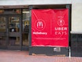 McDonaldÃ¢â¬â¢s advertising UberEats partnership outside store